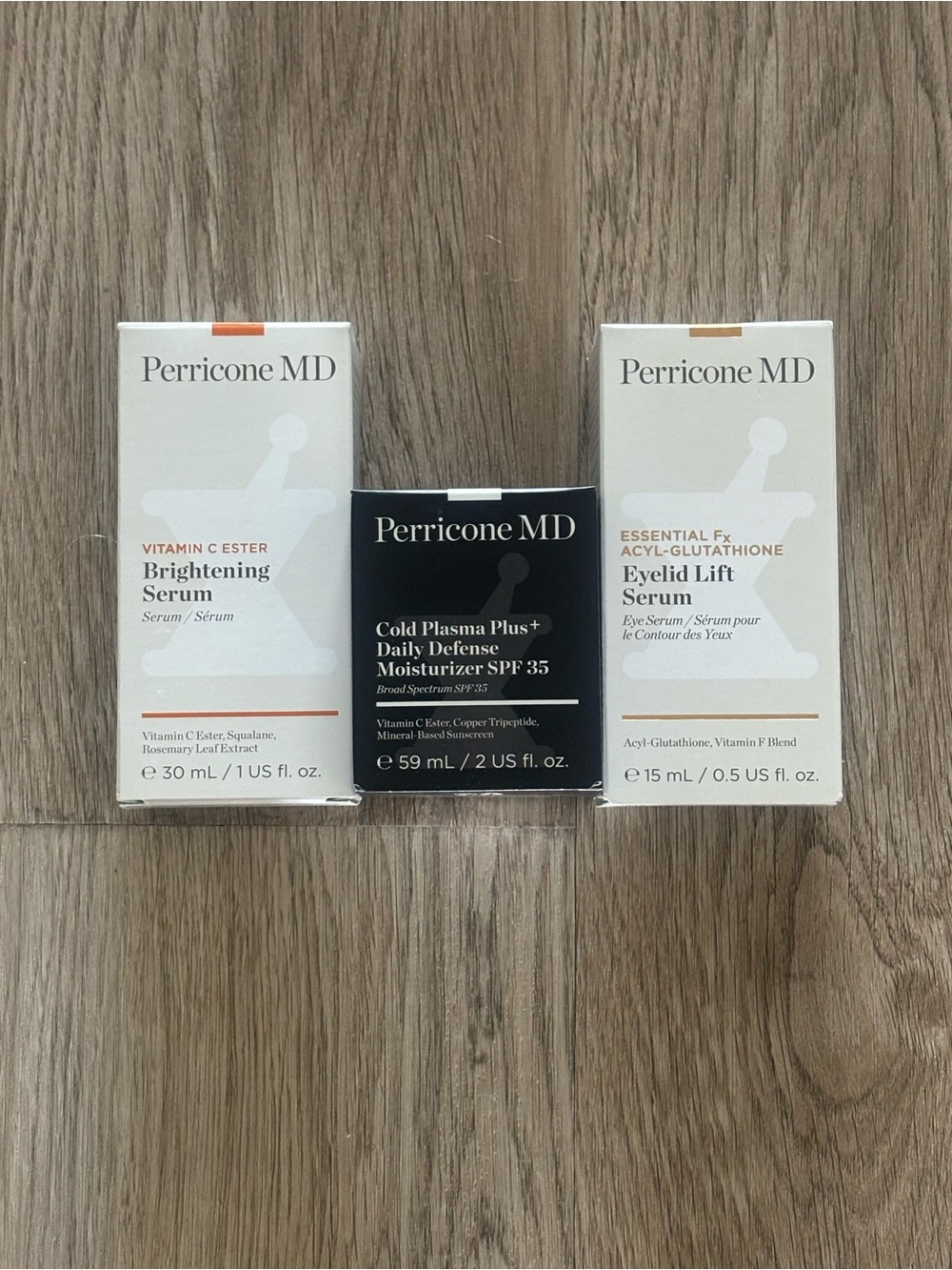 Perricone MD Skincare Trio - Brightening And Eyelid Lifting Serums, Moisturizer